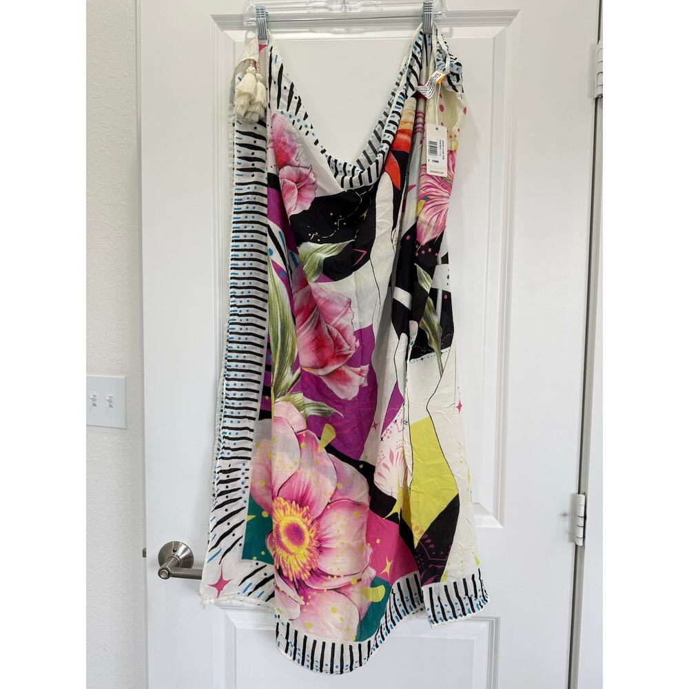 Agua Bendita Sarong Marine Gleam Cover up Pareo Multicolor 64 x 40” NWT